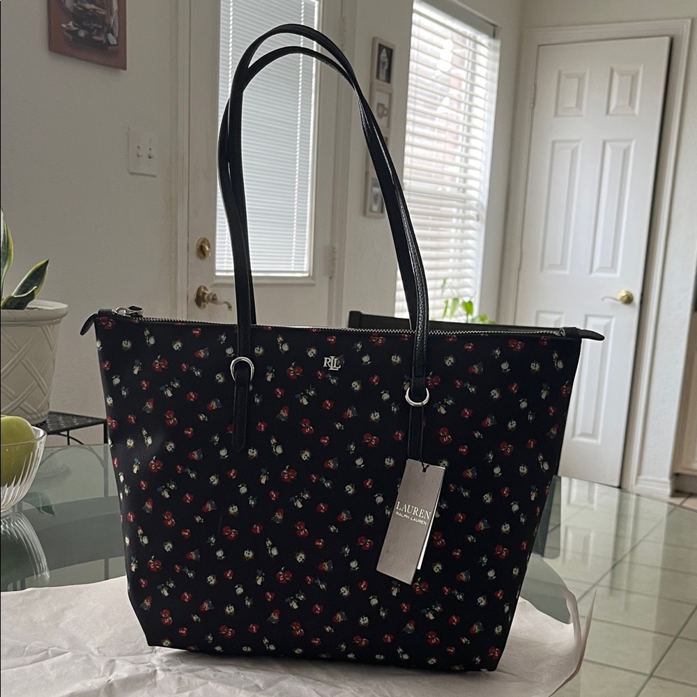 Polo Ralph Lauren Black Floral Tote